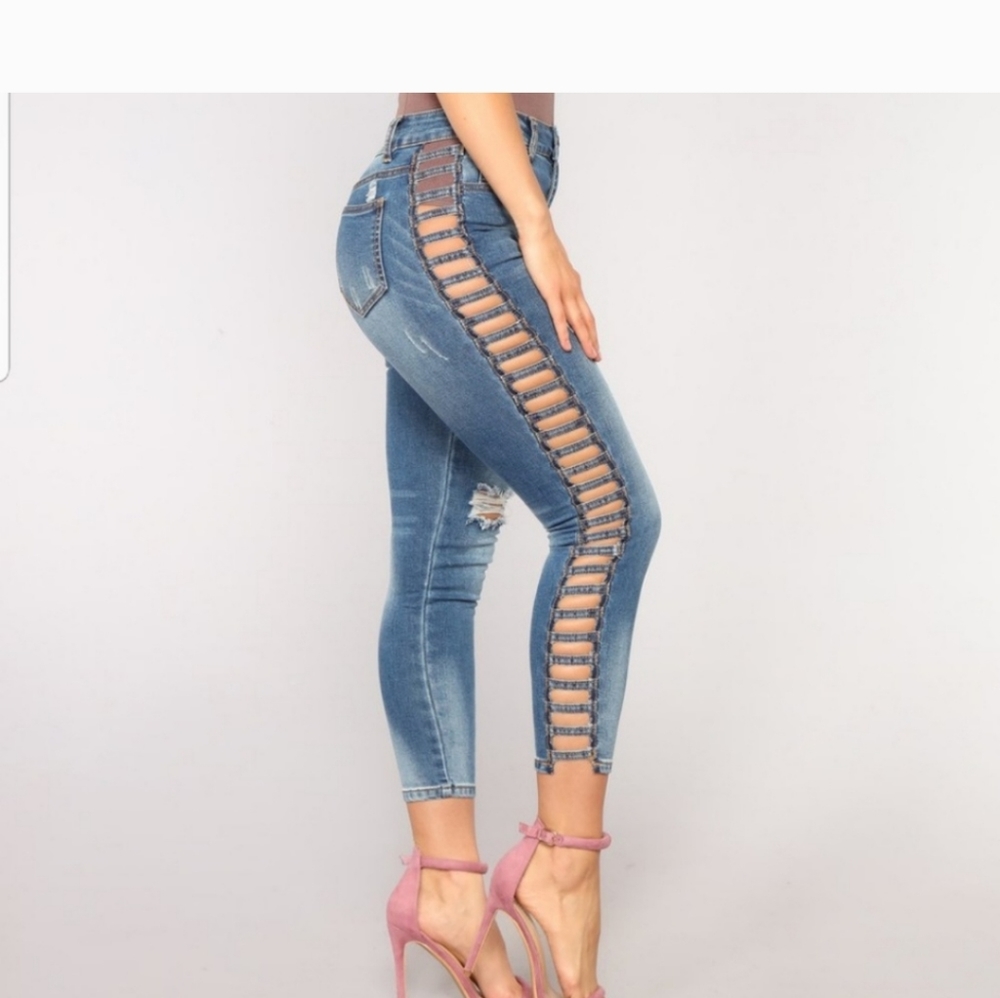Side cut out jeans